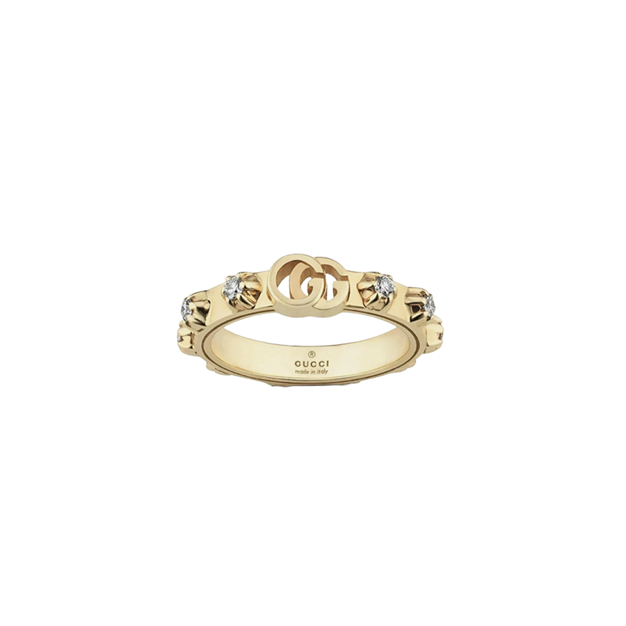 Gucci GG Running Ring in 18K Yellow Gold with Diamonds