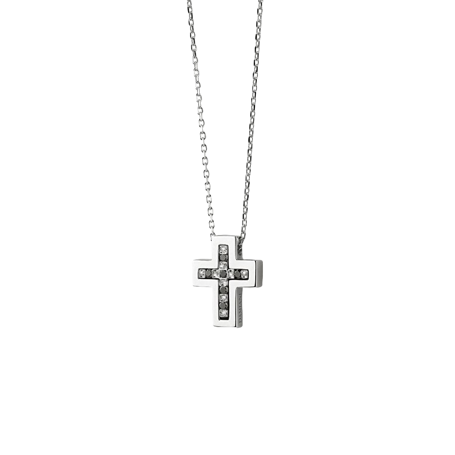 Damiani Belle Epoque Cross Pendant in 18K White Gold with Diamonds