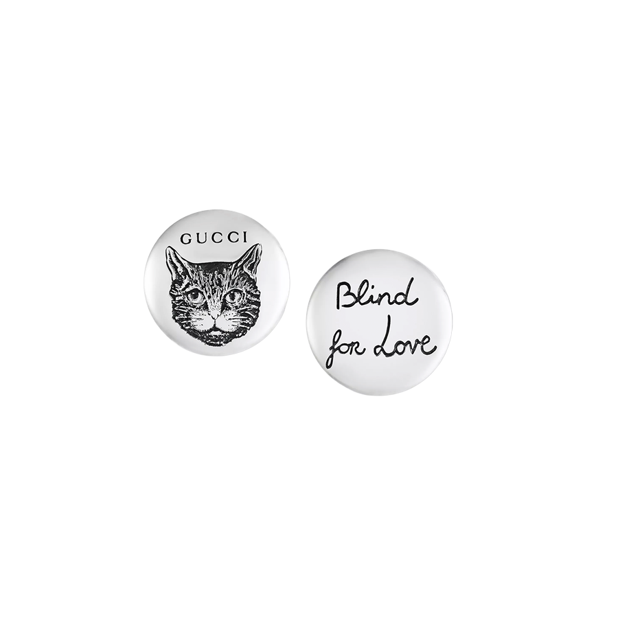 Gucci Love is Blind Feline Earrings in Sterling Silver