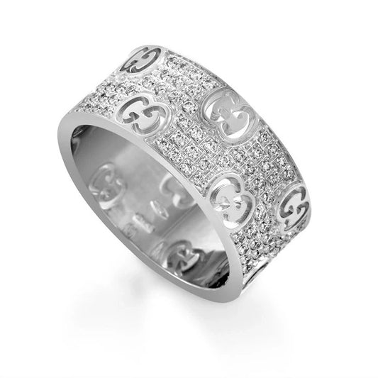 Gucci Icon Ring in 18K White Gold with Diamond Pave