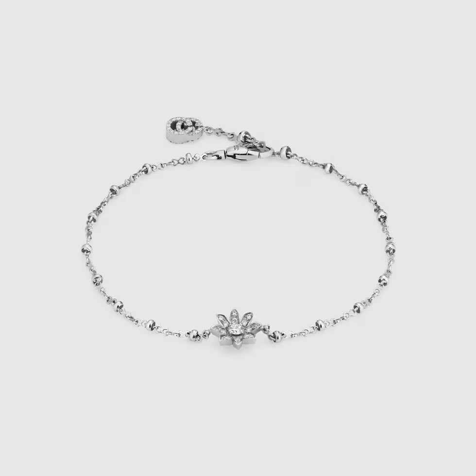 Gucci Flora Bracelet in 18K White Gold with Diamonds
