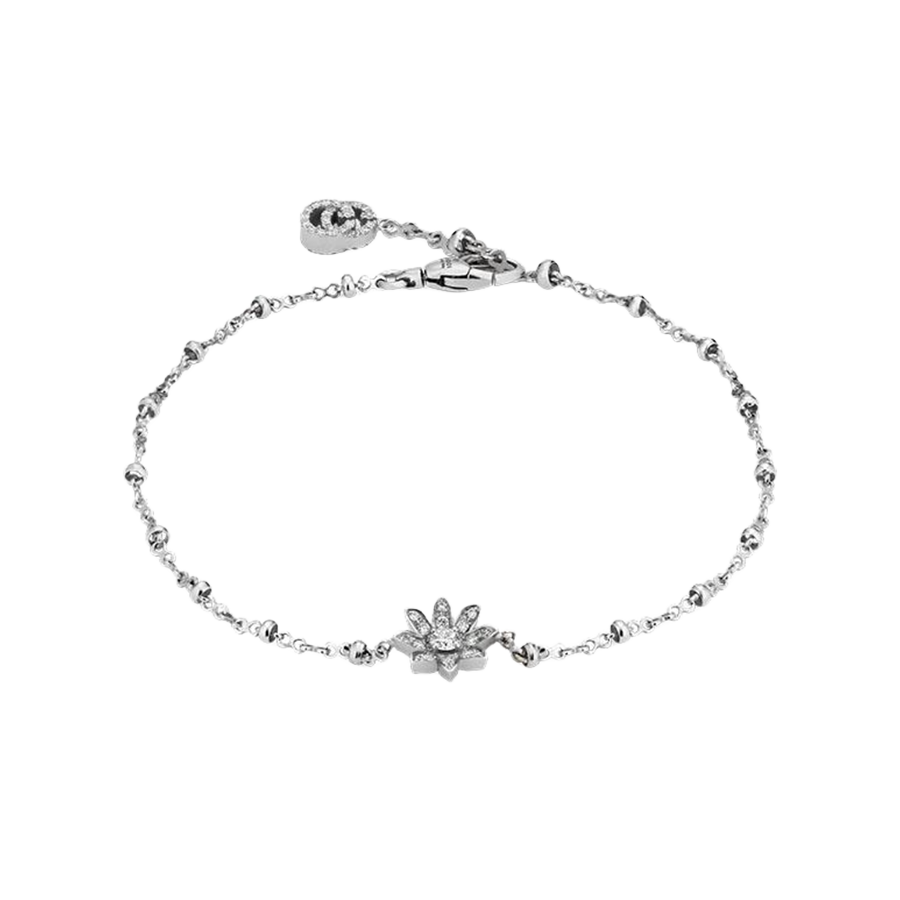 Gucci Flora Bracelet in 18K White Gold with Diamonds