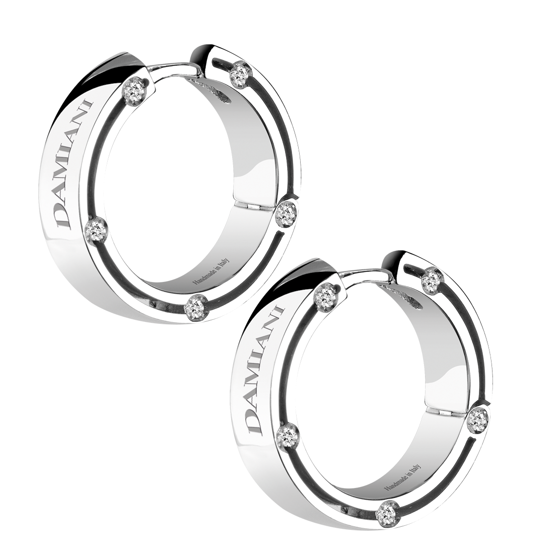 Damiani D-Side Earrings in 18K White Gold with Diamonds