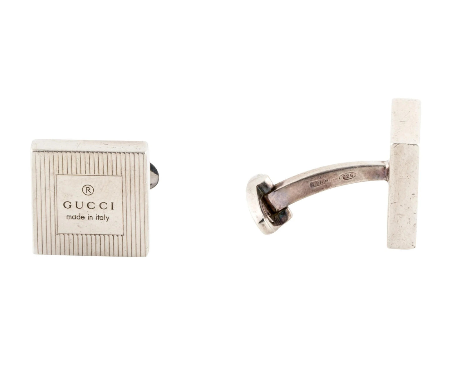 Gucci Trademark Square Cufflinks in Sterling Silver
