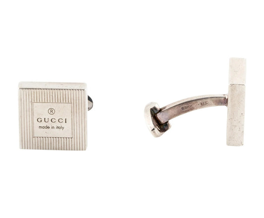 Gucci Trademark Square Cufflinks in Sterling Silver