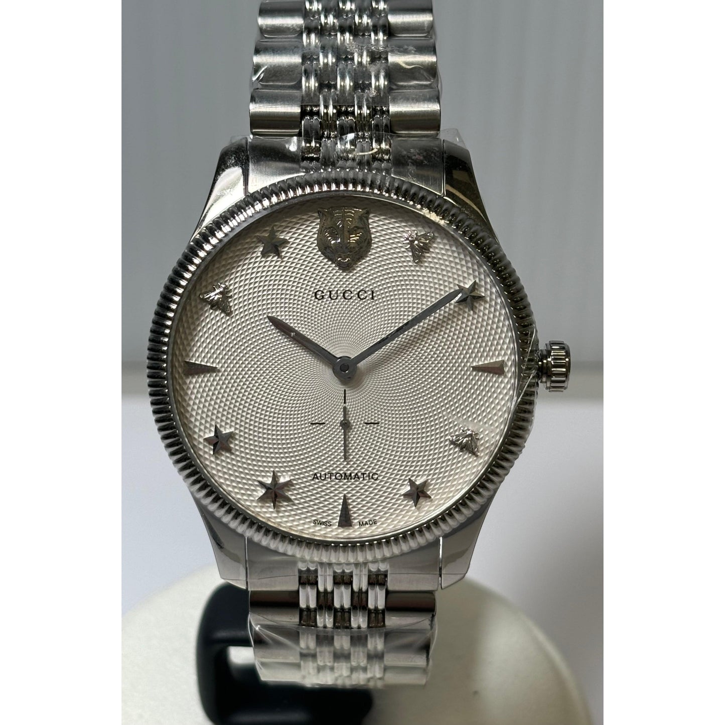 Gucci G-Timeless Automatic white guilloche Stainless Steel watch