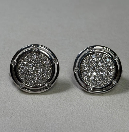 Damiani D-Side Earrings in 18K White Gold with Pave Diamonds
