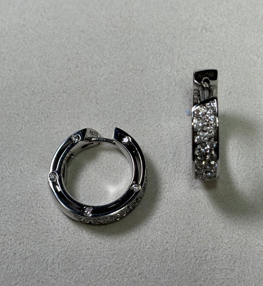 Damiani D-Side Earrings in 18K White Gold with Pave Diamonds