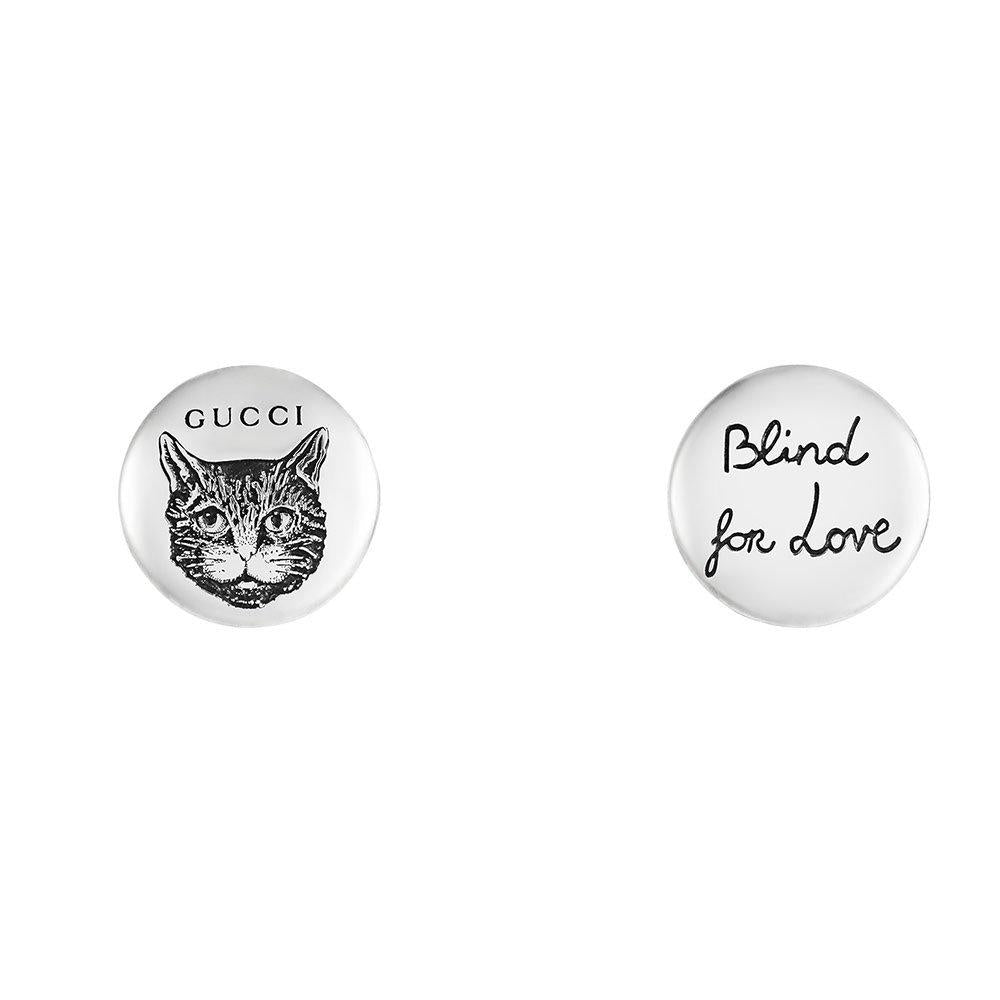 Gucci Love is Blind Feline Earrings in Sterling Silver