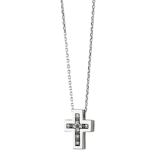 Damiani Belle Epoque Cross Pendant in 18K White Gold with Diamonds