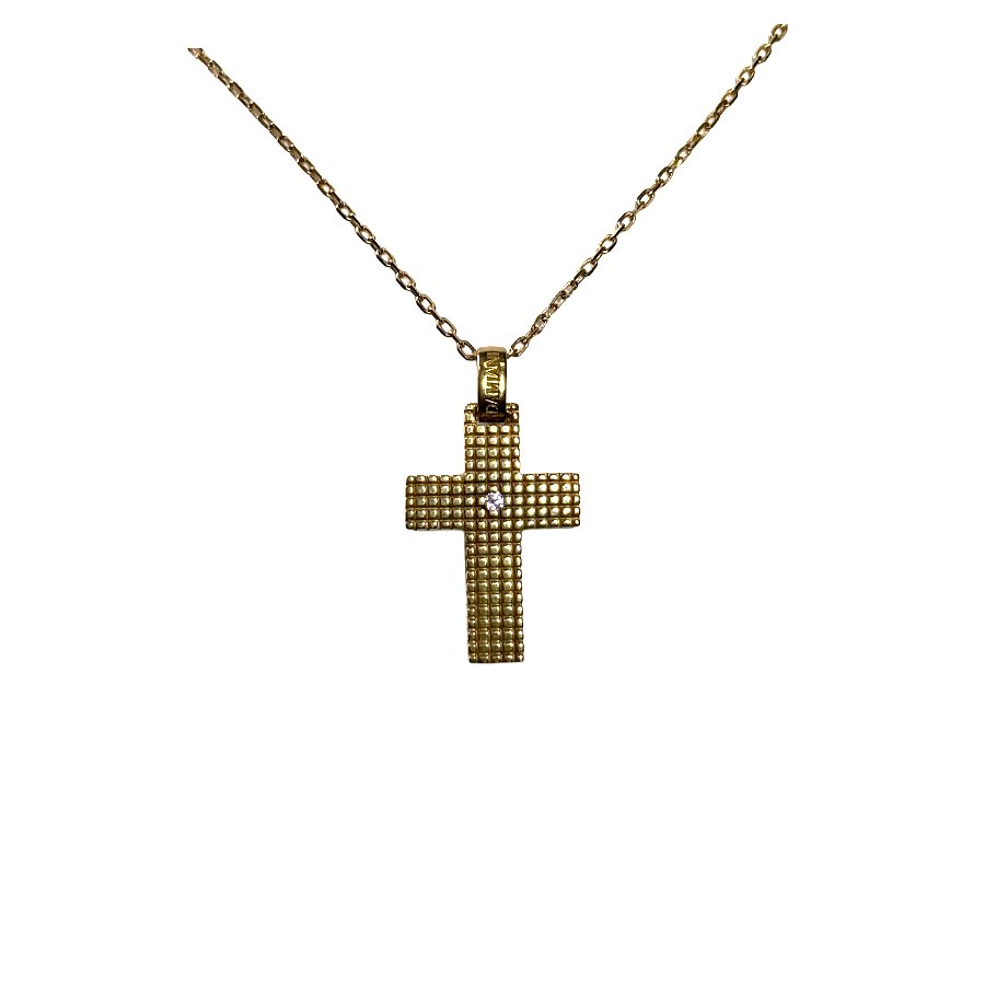 Damiani Metropolitan Cross Pendant in 18K Yellow Gold with Diamonds