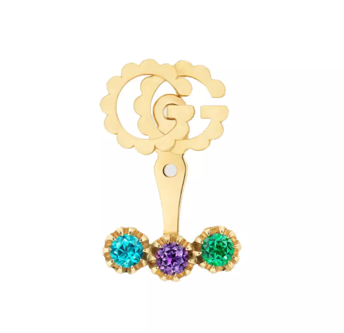 Gucci GG Running Single Earring in 18K Yellow Gold with Multi-colour Topaz
