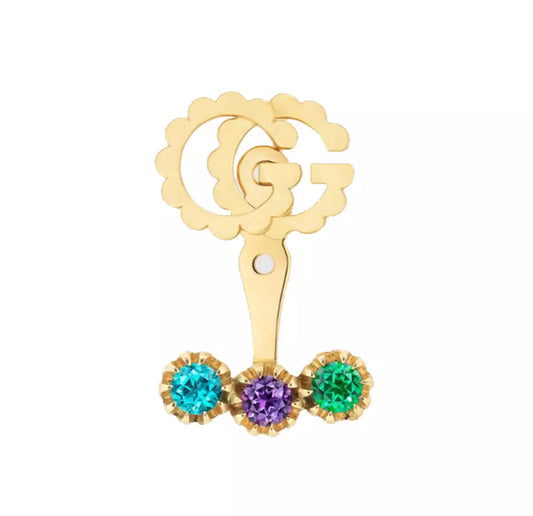 Gucci GG Running Single Earring in 18K Yellow Gold with Multi-colour Topaz