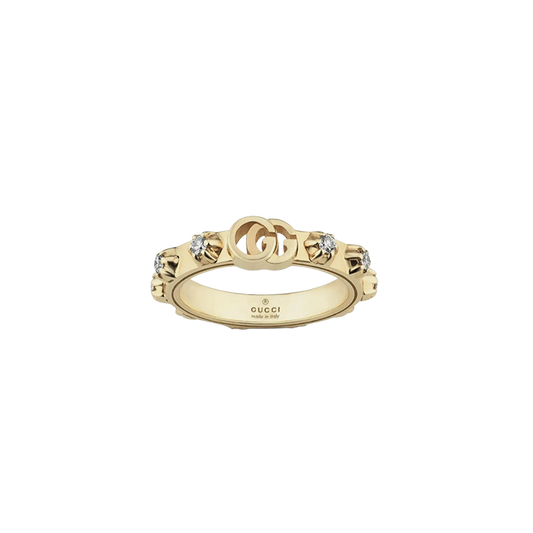 Gucci GG Running Ring in 18K Yellow Gold with Diamonds
