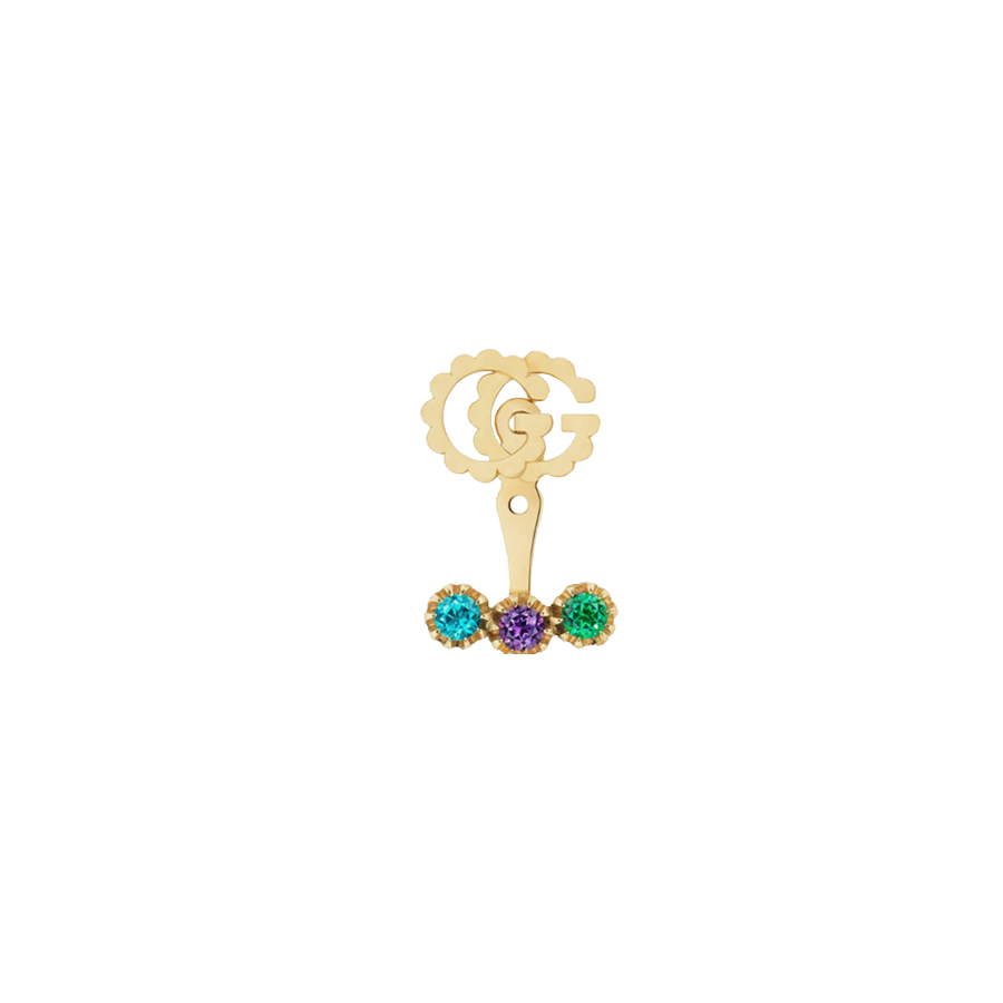 Gucci GG Running Single Earring in 18K Yellow Gold with Multi-colour Topaz