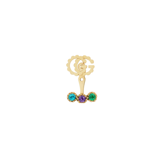 Gucci GG Running Single Earring in 18K Yellow Gold with Multi-colour Topaz