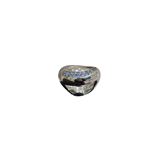 FRED Mouvemente Ring in 18K White Gold with Blue Sapphires