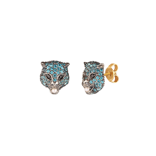 Gucci Le Marché des Merveilles Earrings in 18k Gold and Sterling Silver with Topaz