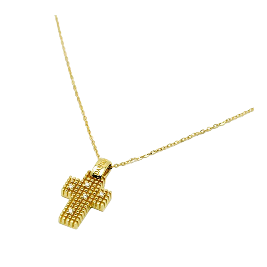 Damiani Metropolitan Cross Pendant in 18K Yellow Gold with Diamonds