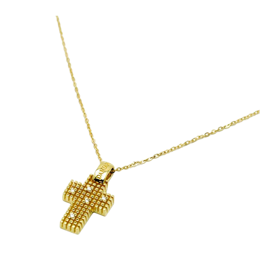 Damiani Metropolitan Cross Pendant in 18K Yellow Gold with Diamonds