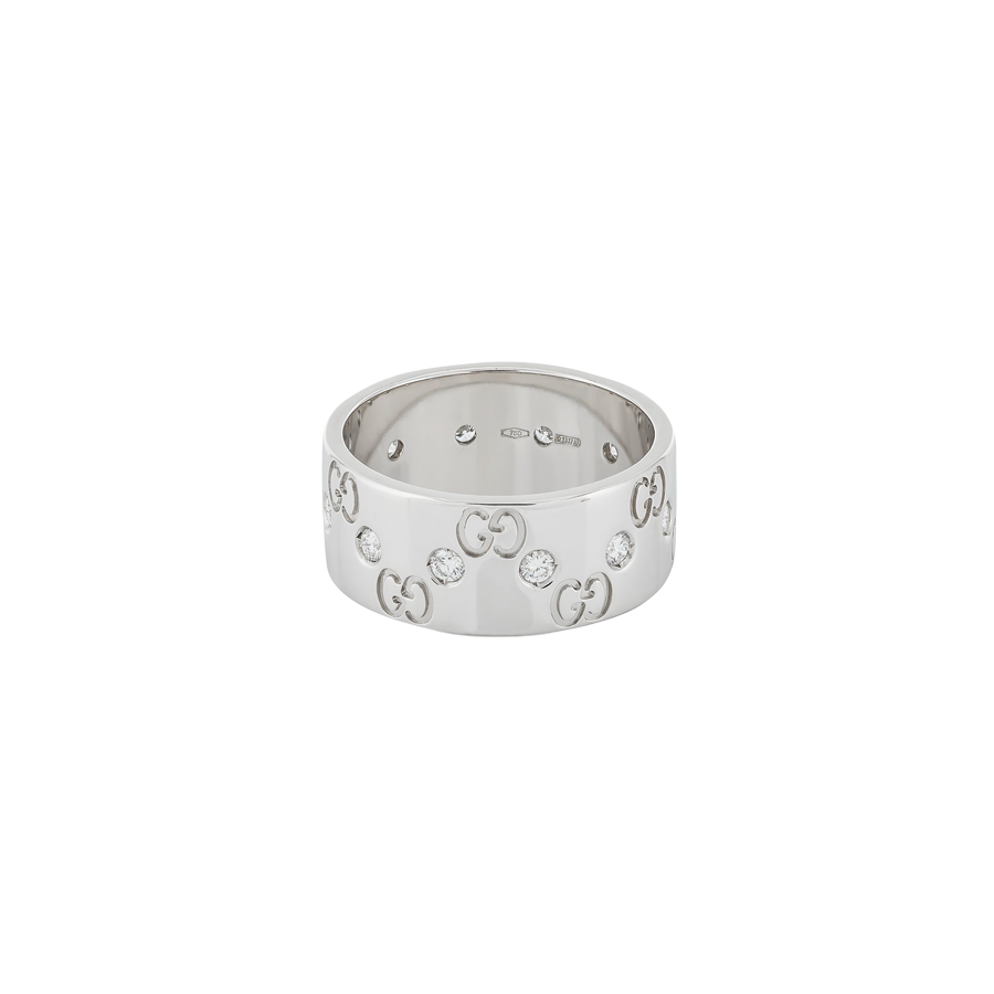 Gucci Icon Ring in 18K White Gold with Diamonds