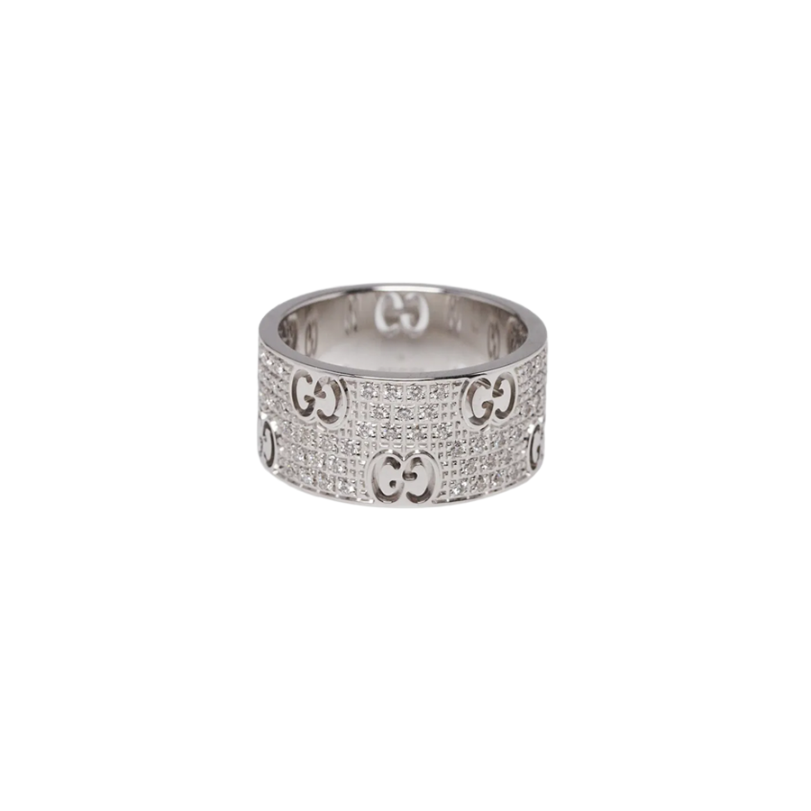 Gucci Icon Ring in 18K White Gold with Diamond Pave