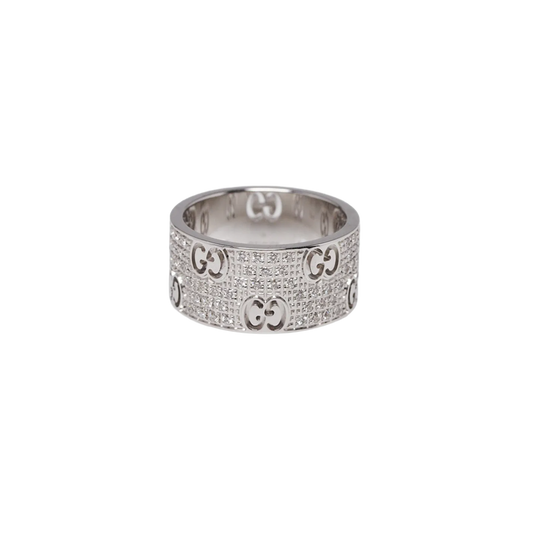 Gucci Icon Ring in 18K White Gold with Diamond Pave