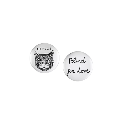 Gucci Love is Blind Feline Earrings in Sterling Silver