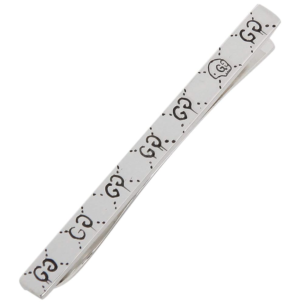 Gucci Ghost & Logo Tie Bar in Sterling Silver