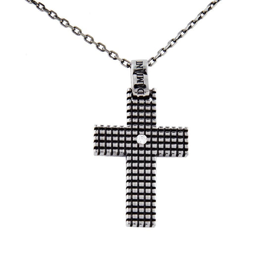 Damiani Metropolitan Cross Pendant in 18K White Gold with Diamonds