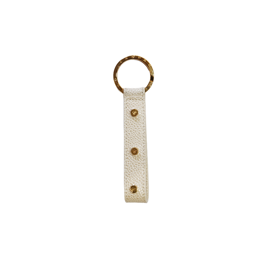 Chopard Calfskin White Leather Logo Charm Keychain