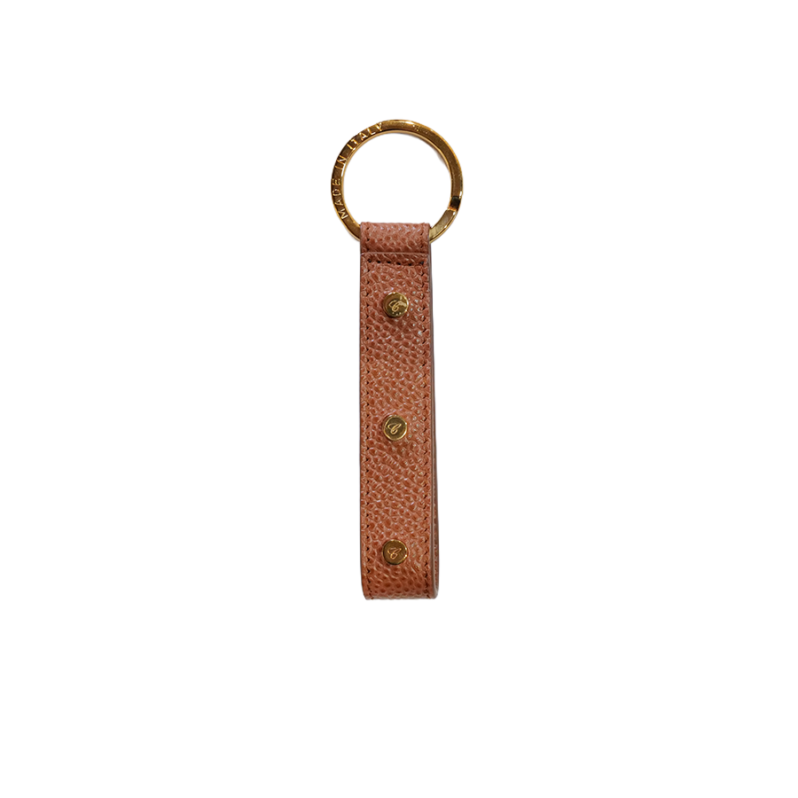 Chopard Calfskin Brown Leather Logo Charm Keychain