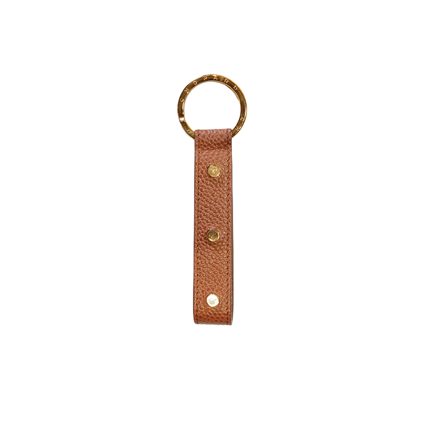Chopard Calfskin Brown Leather Logo Charm Keychain
