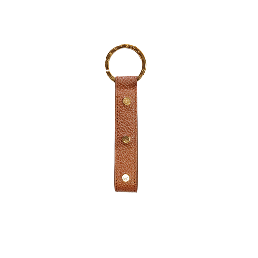 Chopard Calfskin Brown Leather Logo Charm Keychain