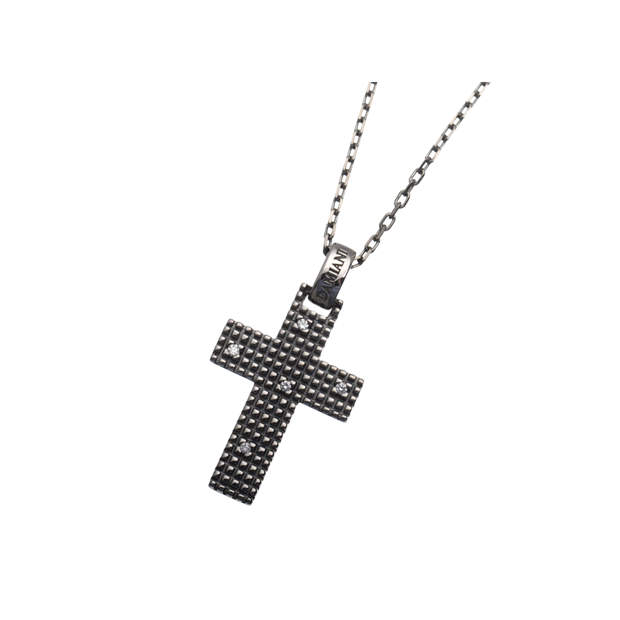 Damiani Metropolitan Cross Pendant in 18K White Gold with Diamonds