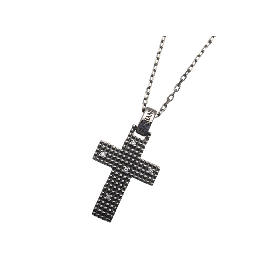 Damiani Metropolitan Cross Pendant in 18K White Gold with Diamonds