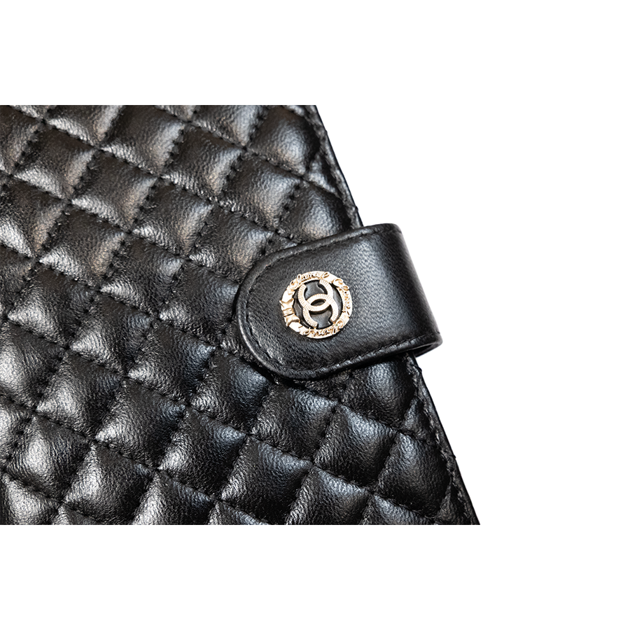 Chanel Black Quilted Lambskin Organizer Long Wallet
