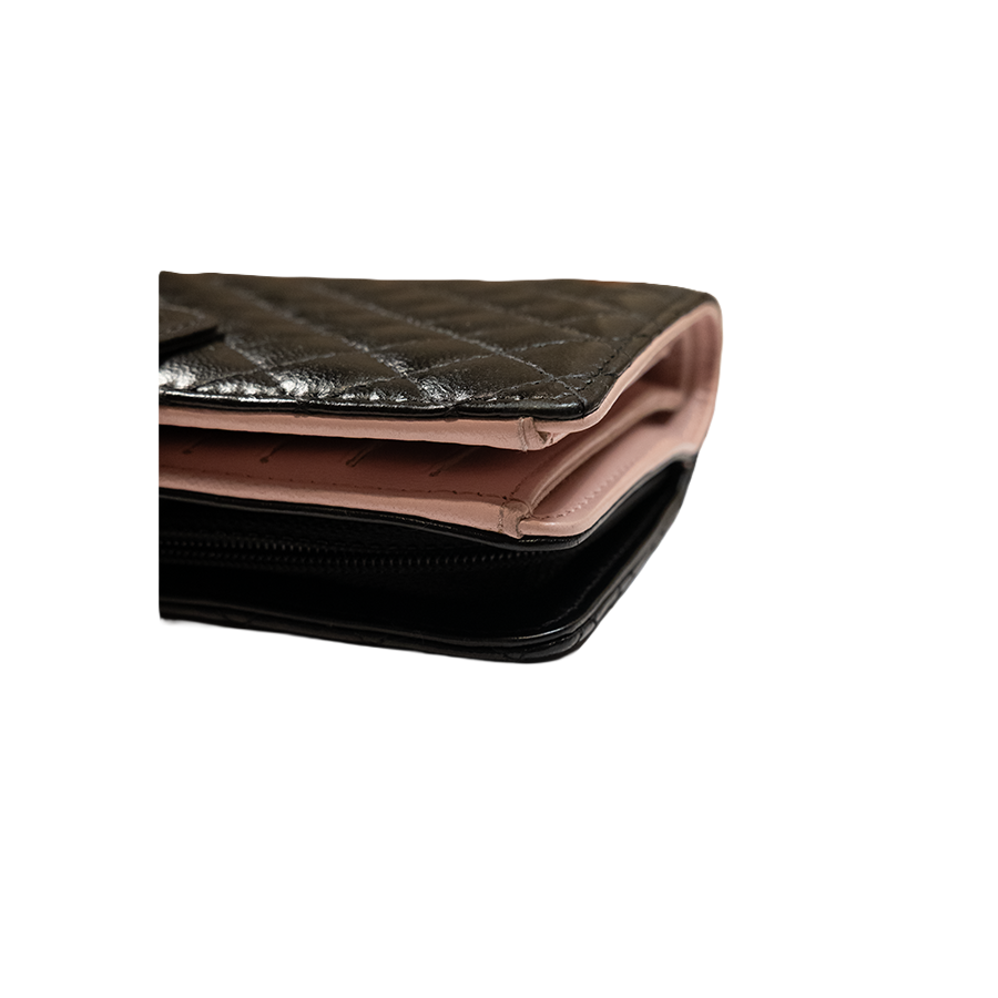 Chanel Black Quilted Lambskin Organizer Long Wallet