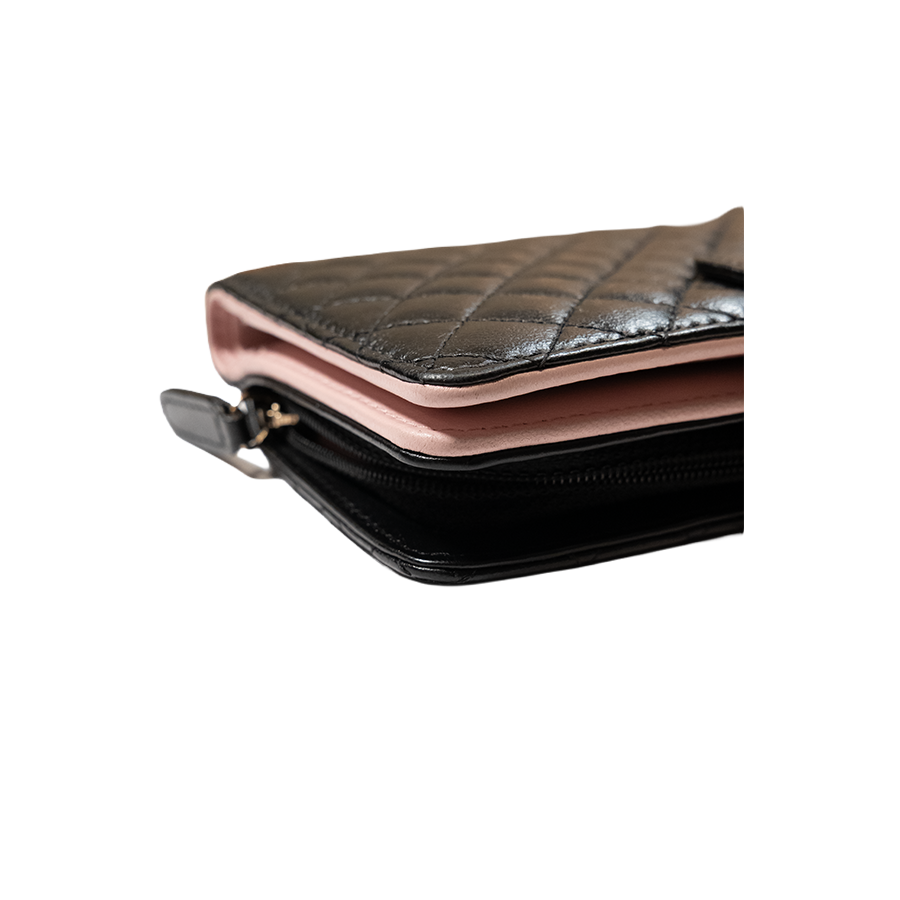 Chanel Black Quilted Lambskin Organizer Long Wallet