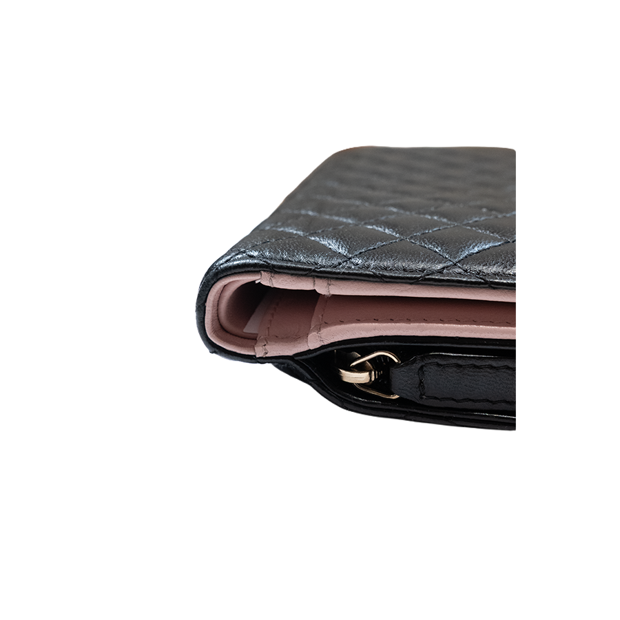 Chanel Black Quilted Lambskin Organizer Long Wallet