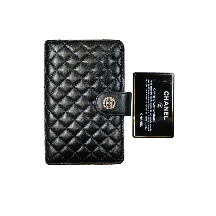 Chanel Black Quilted Lambskin Organizer Long Wallet
