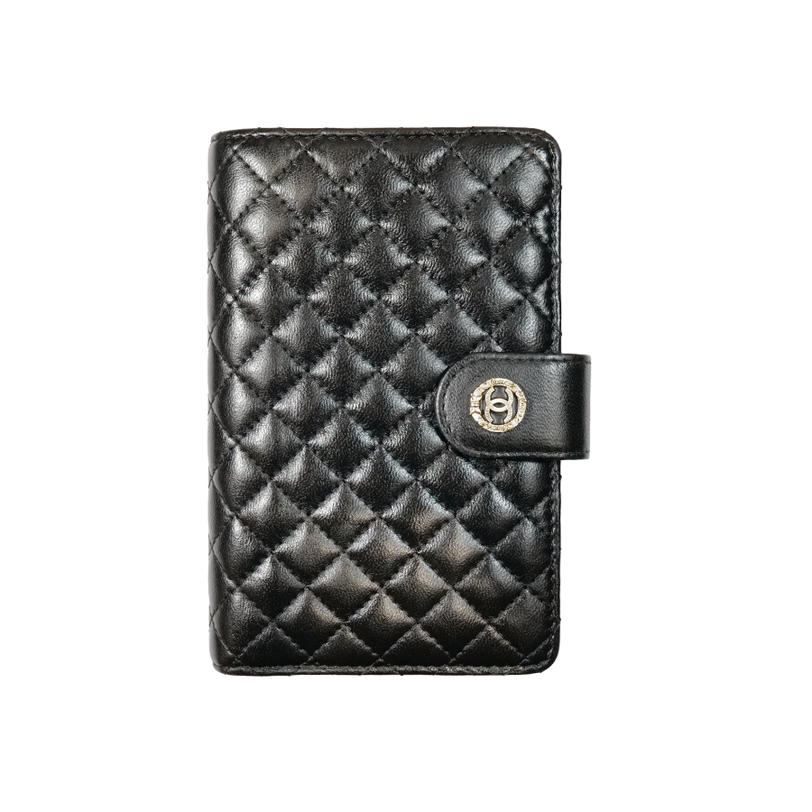 Chanel Black Quilted Lambskin Organizer Long Wallet