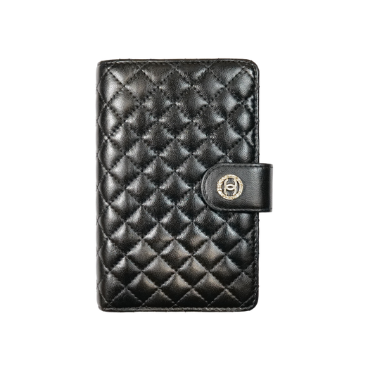 Chanel Black Quilted Lambskin Organizer Long Wallet