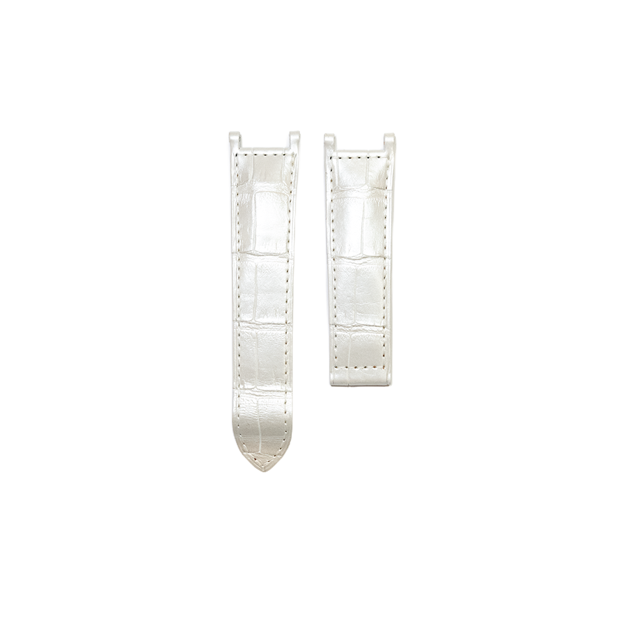 Cartier KD1H Alligator Strap - Pearl White Silver