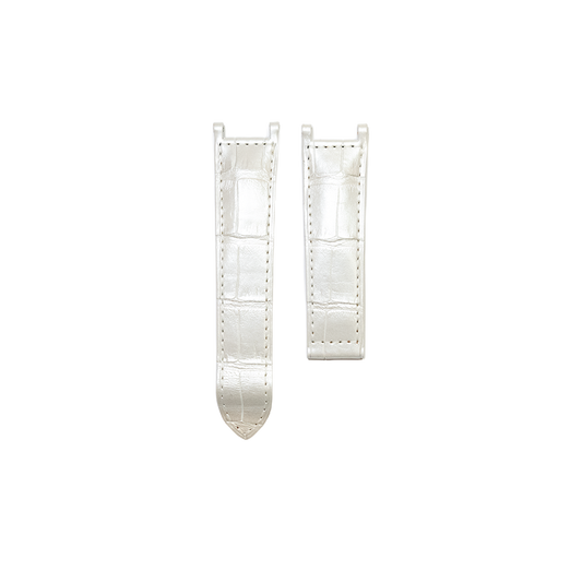 Cartier KD1H Alligator Strap - Pearl White Silver