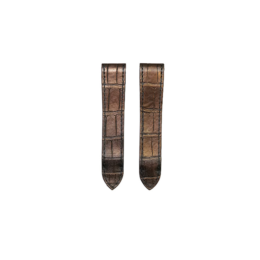 Cartier KD1M Alligator Strap - Brown Silver