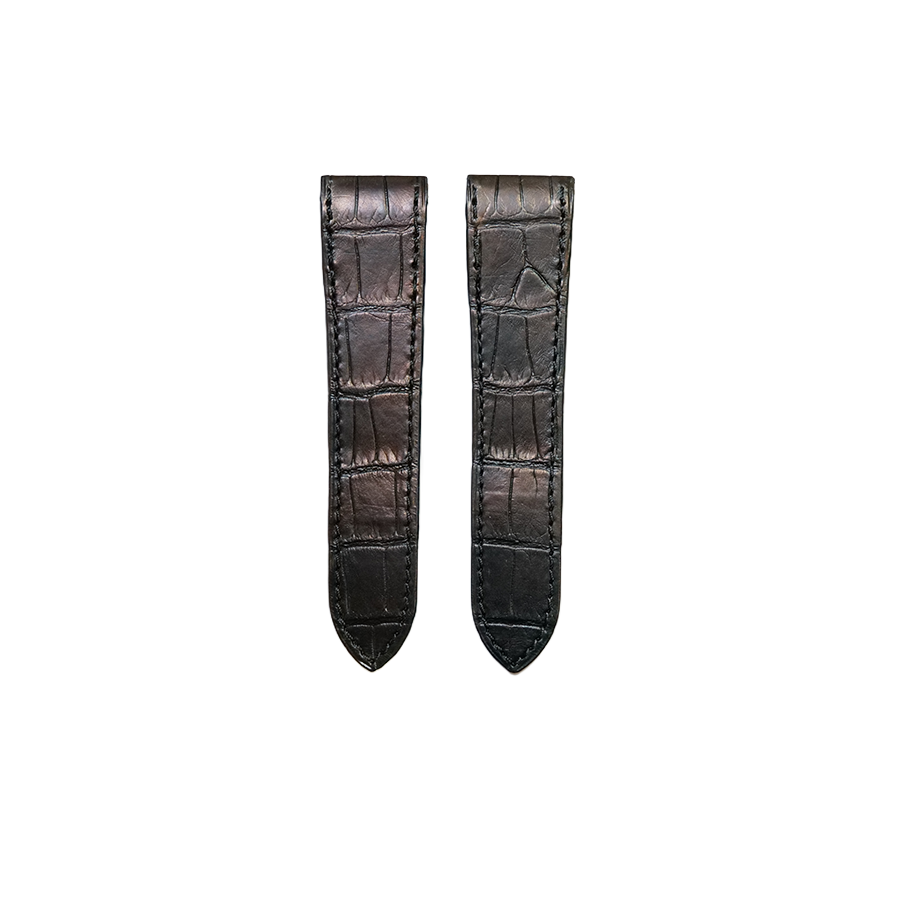 Cartier KD1I Alligator Strap - Silver Dark Brown