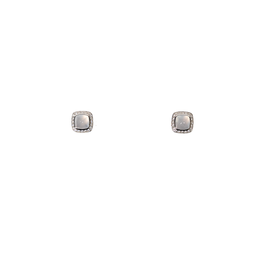 Fred 18K White Gold Diamond Chalcedony Earrings