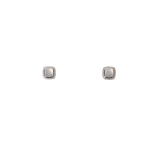 Fred 18K White Gold Diamond Chalcedony Earrings