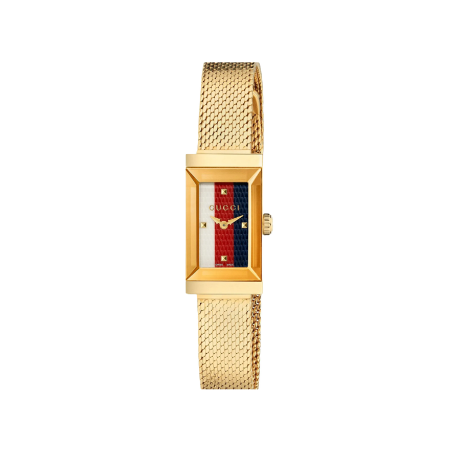 Gucci G-Frame Quartz Small Rectangular  Ladies Yellow Gold PVD Case Watch